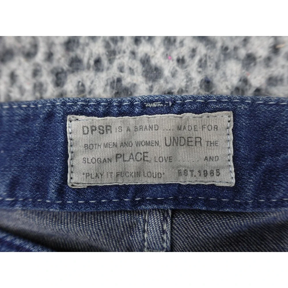 DPSR Jeans Mens XL Blue Straight Leg Faded Whiskered Zipper Back Pockets